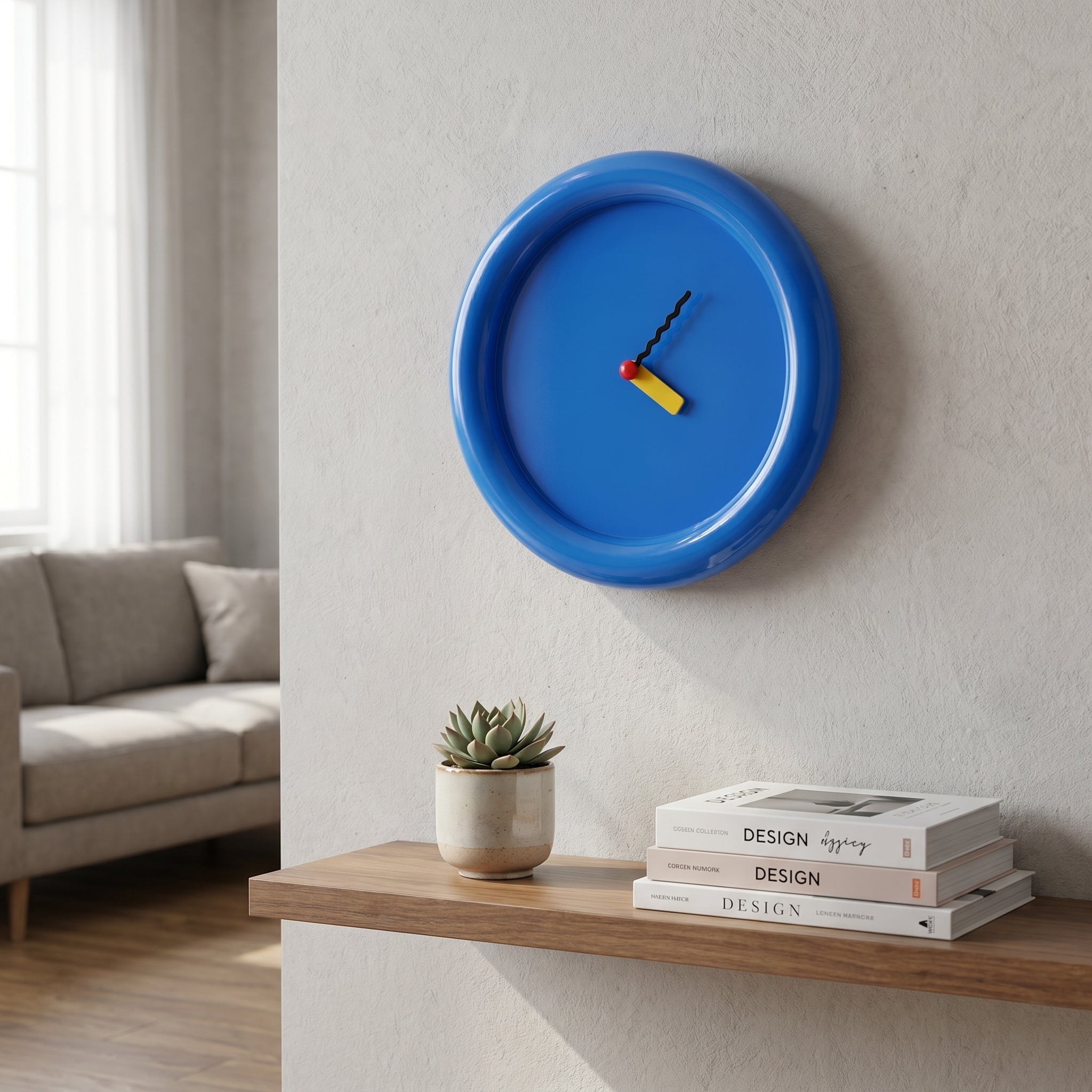 Modern Round Wall Clock with Minimalist Design - Wall Clock - Blue - Oaksoho