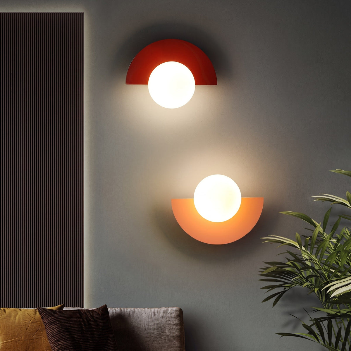 Modern Sphere Wall Light with Semicircle Base Design - Wall Light Fixtures - Dark Green - Oaksoho