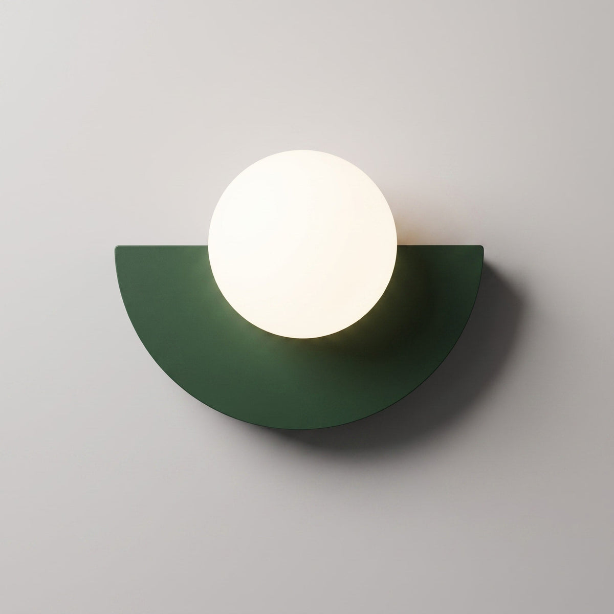 Modern Sphere Wall Light with Semicircle Base Design - Wall Light Fixtures - Dark Green - Oaksoho