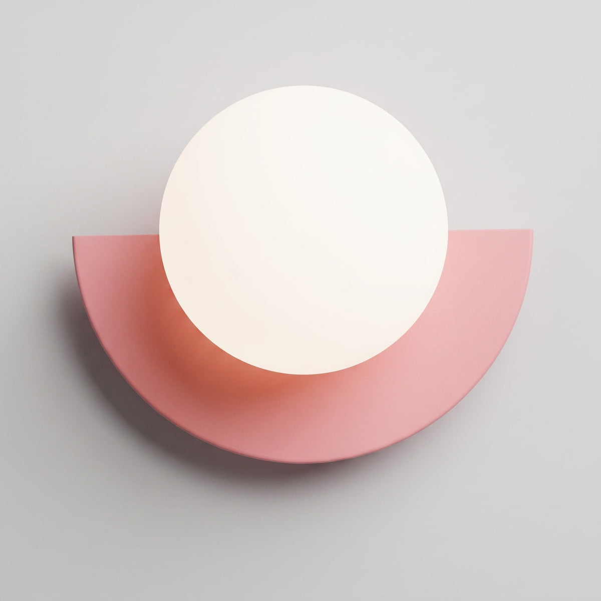 Modern Sphere Wall Light with Semicircle Base Design - Wall Light Fixtures - Pink - Oaksoho