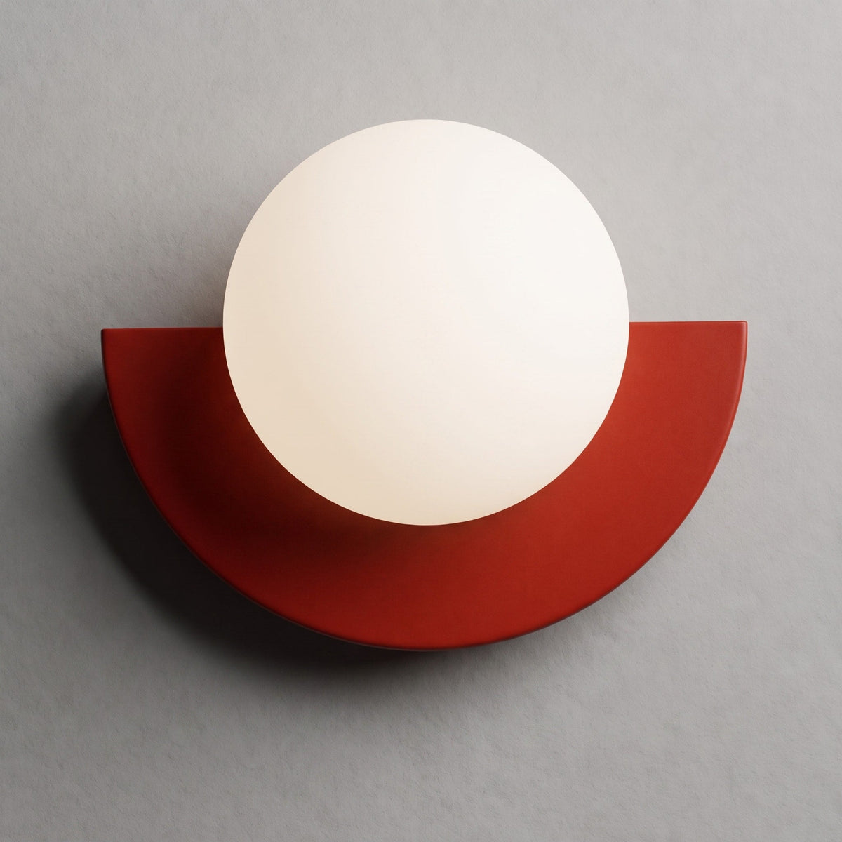 Modern Sphere Wall Light with Semicircle Base Design - Wall Light Fixtures - Red - Oaksoho