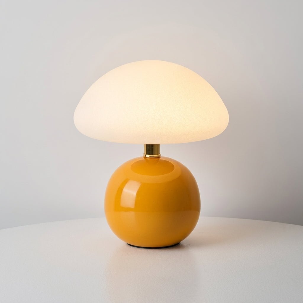 Mushroom Table Lamp with Dome Shade and Round Ball Base - Table Lamp - Orange - Oaksoho