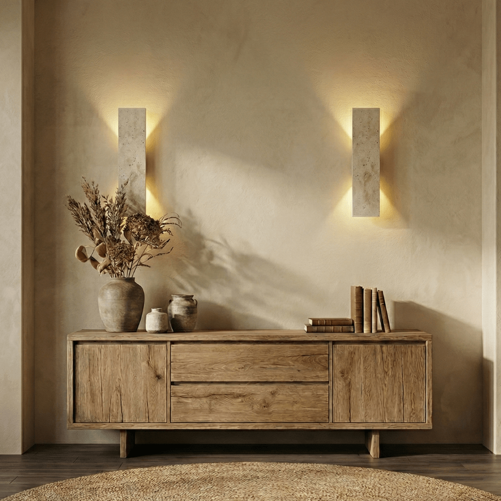 Natural Stone Effect Up Down LED Indirect Glow Wall Light - Wall Light Fixtures - Oak Soho
