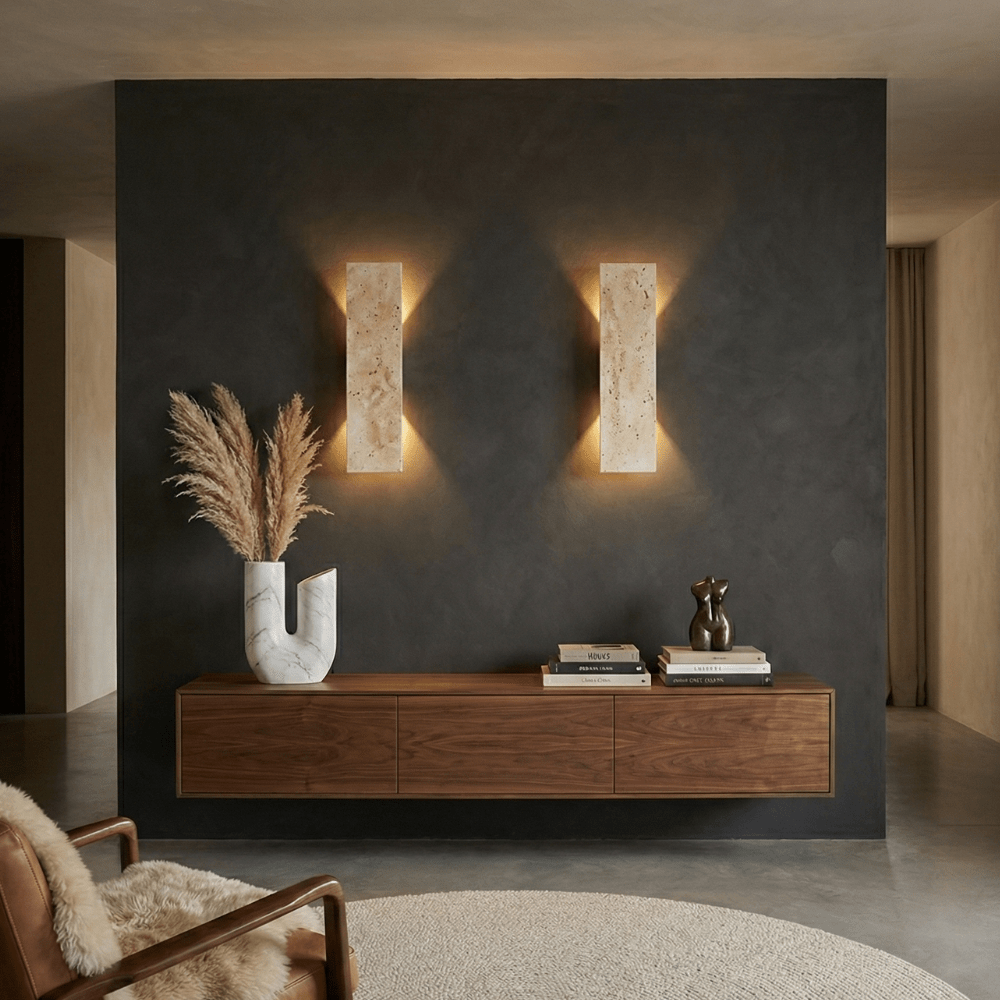 Natural Stone Effect Up Down LED Indirect Glow Wall Light - Wall Light Fixtures - Oak Soho