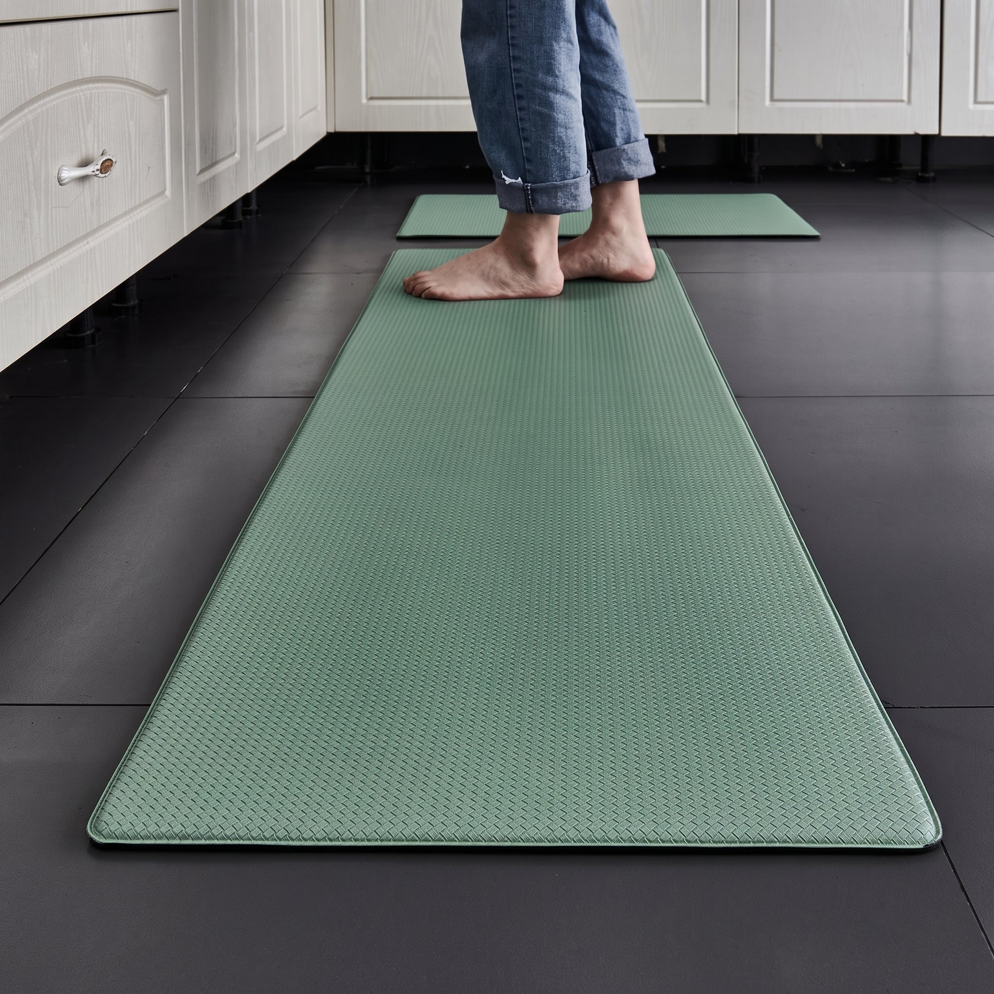 Non-slip Waterproof Padded Kitchen Floor Mat - Rugs - Green - Oaksoho