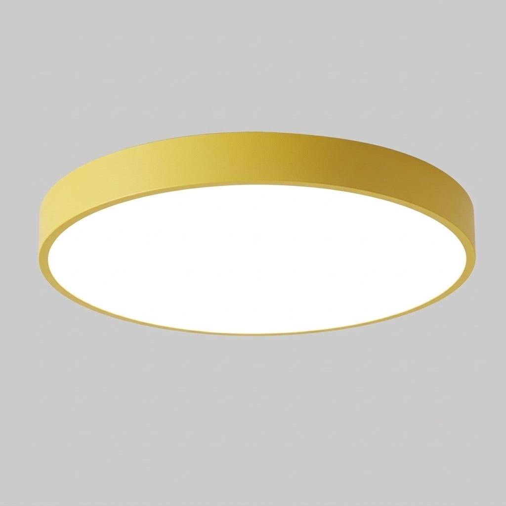 Nordic Round LED Ceiling Light with Natural Wood Accent - Ceiling Light Fixtures - Yellow - Oaksoho