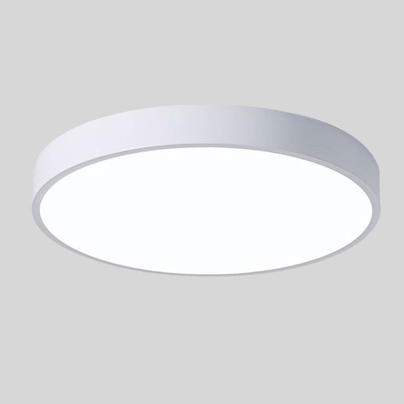Nordic Round LED Ceiling Light with Natural Wood Accent - Ceiling Light Fixtures - White - Oaksoho