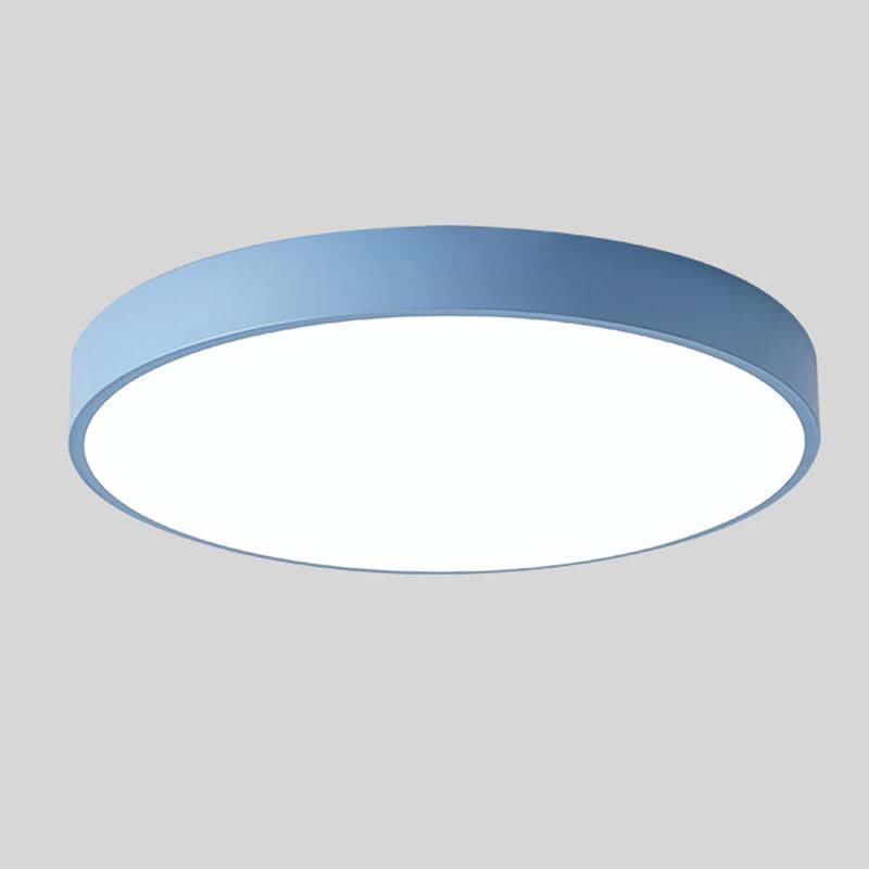 Nordic Round LED Ceiling Light with Natural Wood Accent - Ceiling Light Fixtures - Blue - Oaksoho