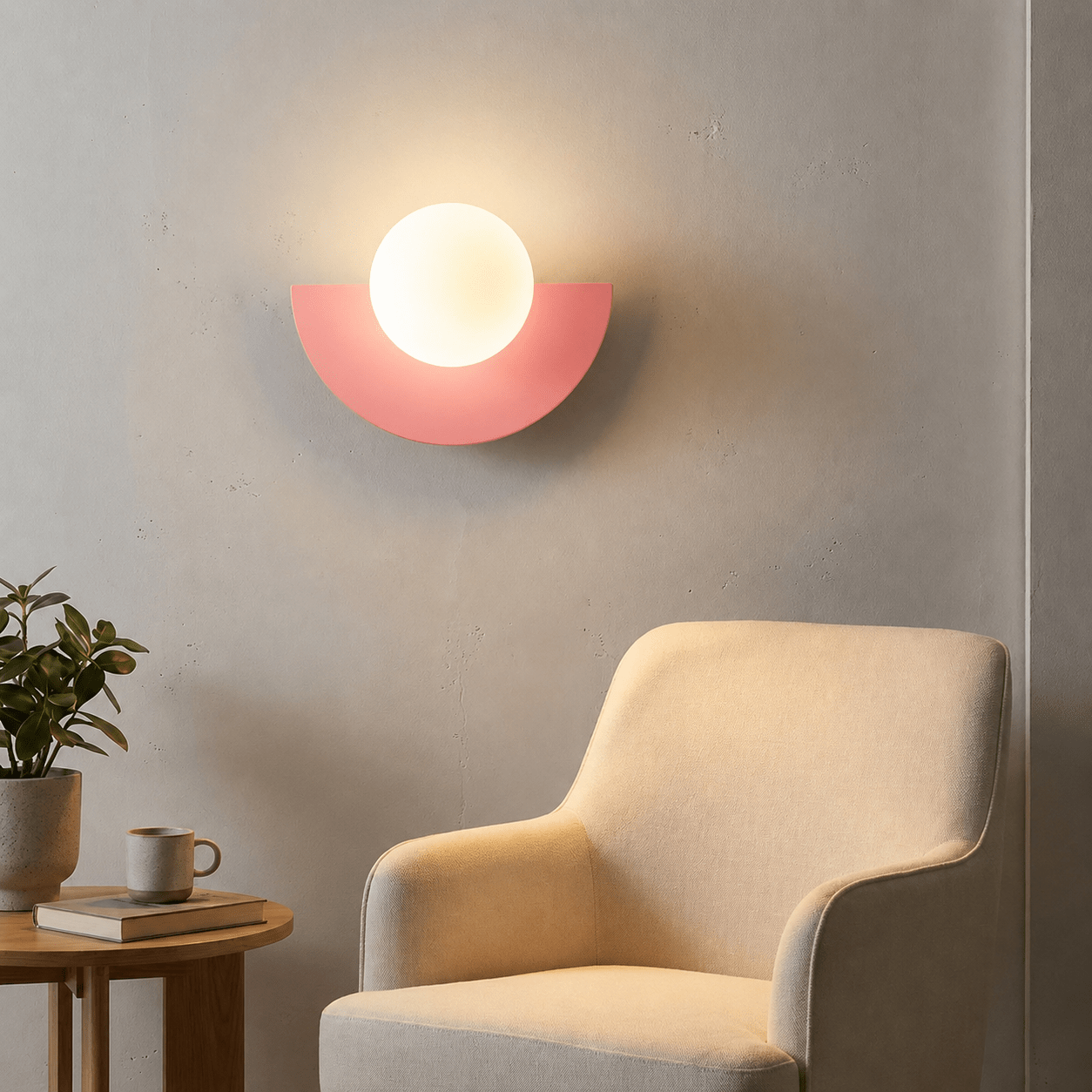 Nordic Semi-Round LED Wall Lamp Modern Design - Wall Light - Pink - Oaksoho