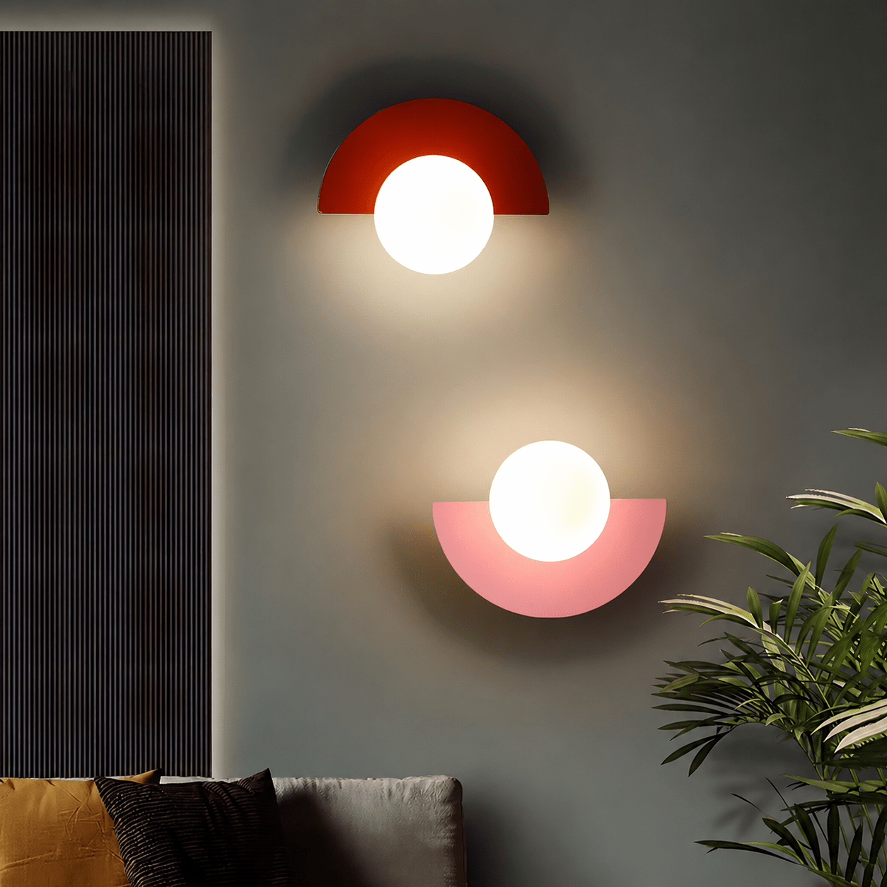 Nordic Semi-Round LED Wall Lamp Modern Design - Wall Light - Pink - Oaksoho