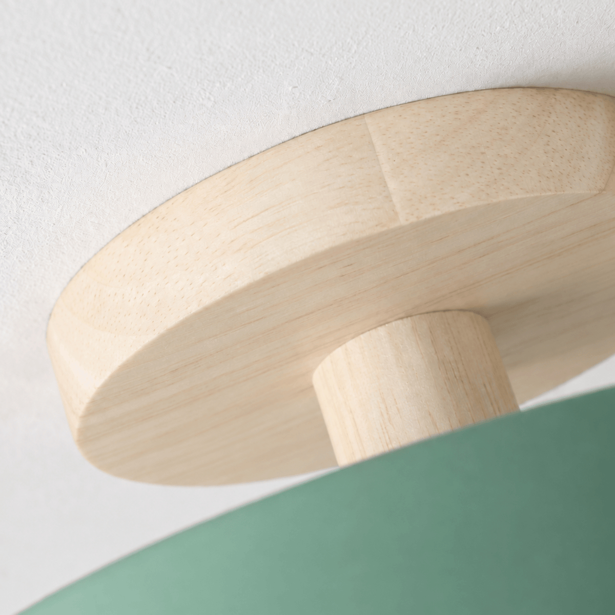 Nordic Style Wooden Round Semi-Flush Ceiling Light - Ceiling Light Fixtures - Green - Oaksoho
