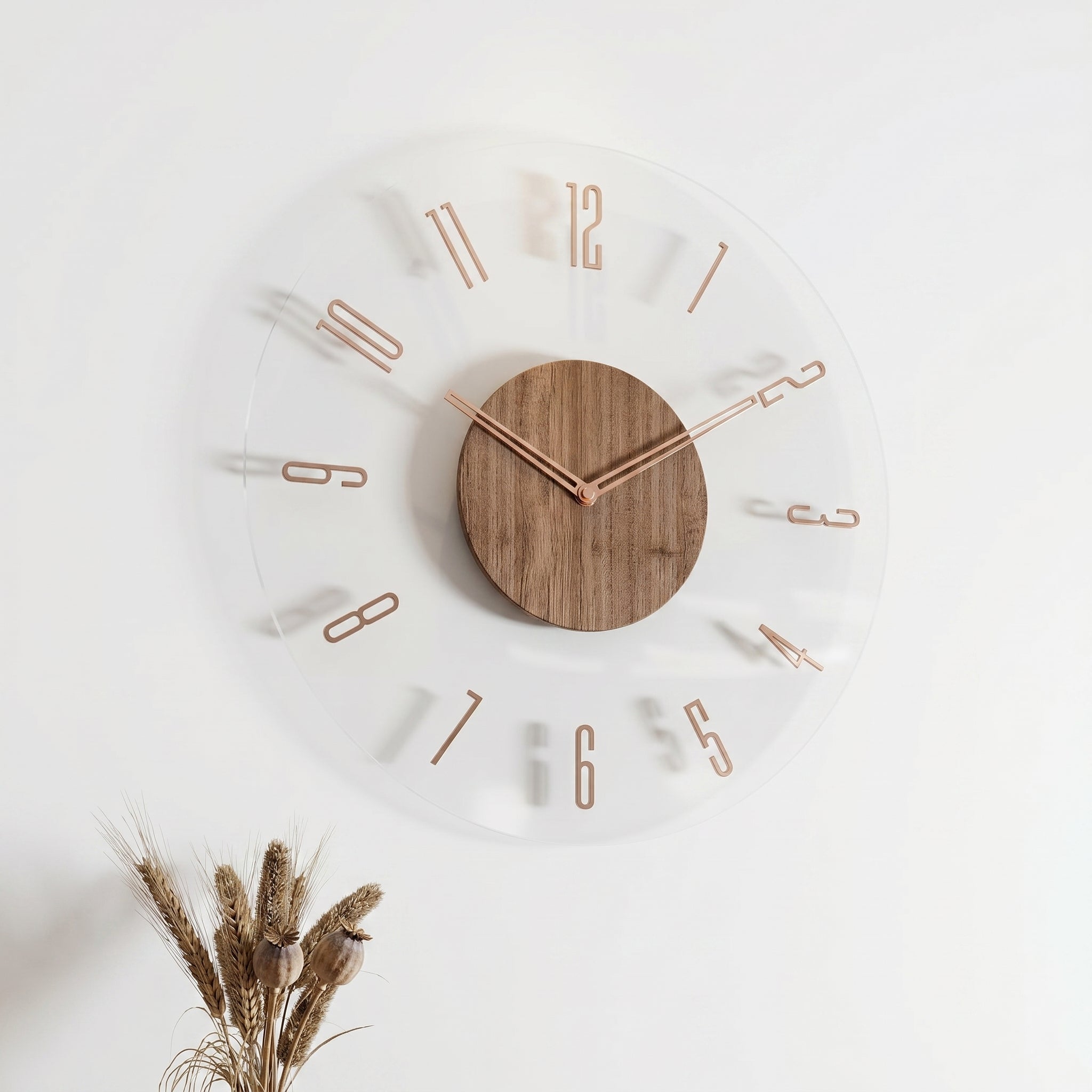 Nordic Wall Clock in Open Design with Wood Detail - Wall Clock - Modern - Oaksoho