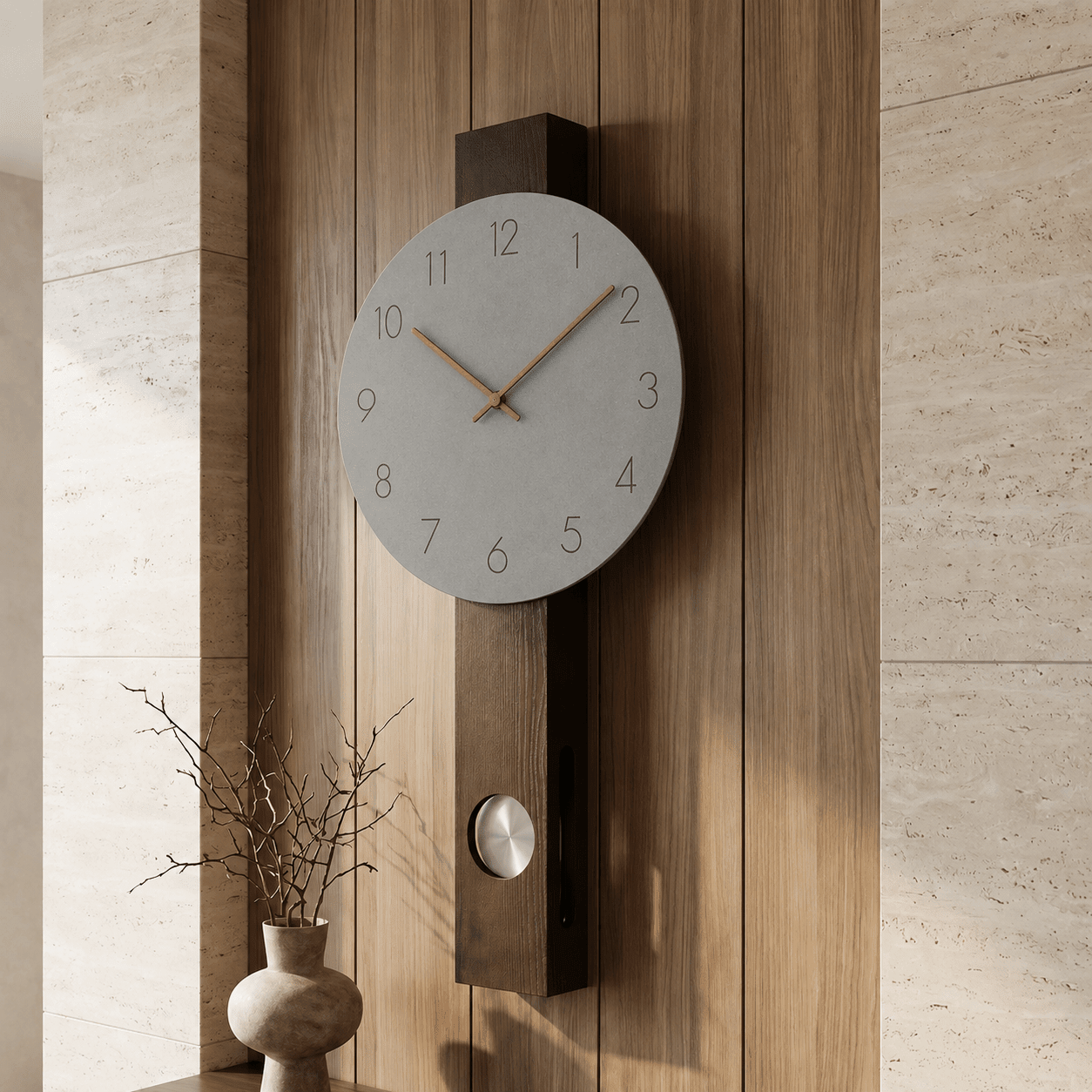Nordic Wall Clock with Matte Dial without Frame - Wall Clock - Grey - Oaksoho