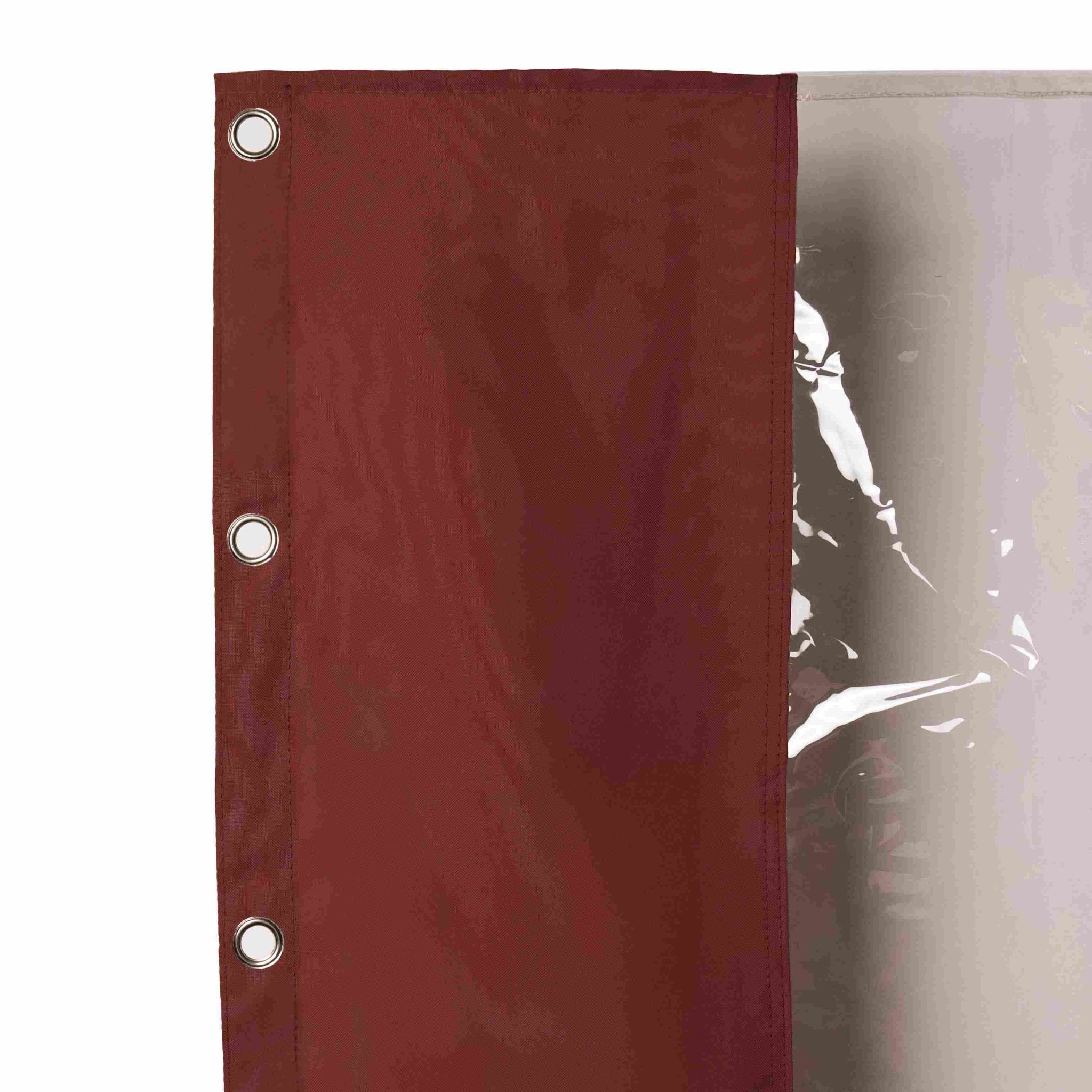 Outdoor Curtain with Transparent Window and Eyelets - Outdoor Curtain - Red - Oaksoho