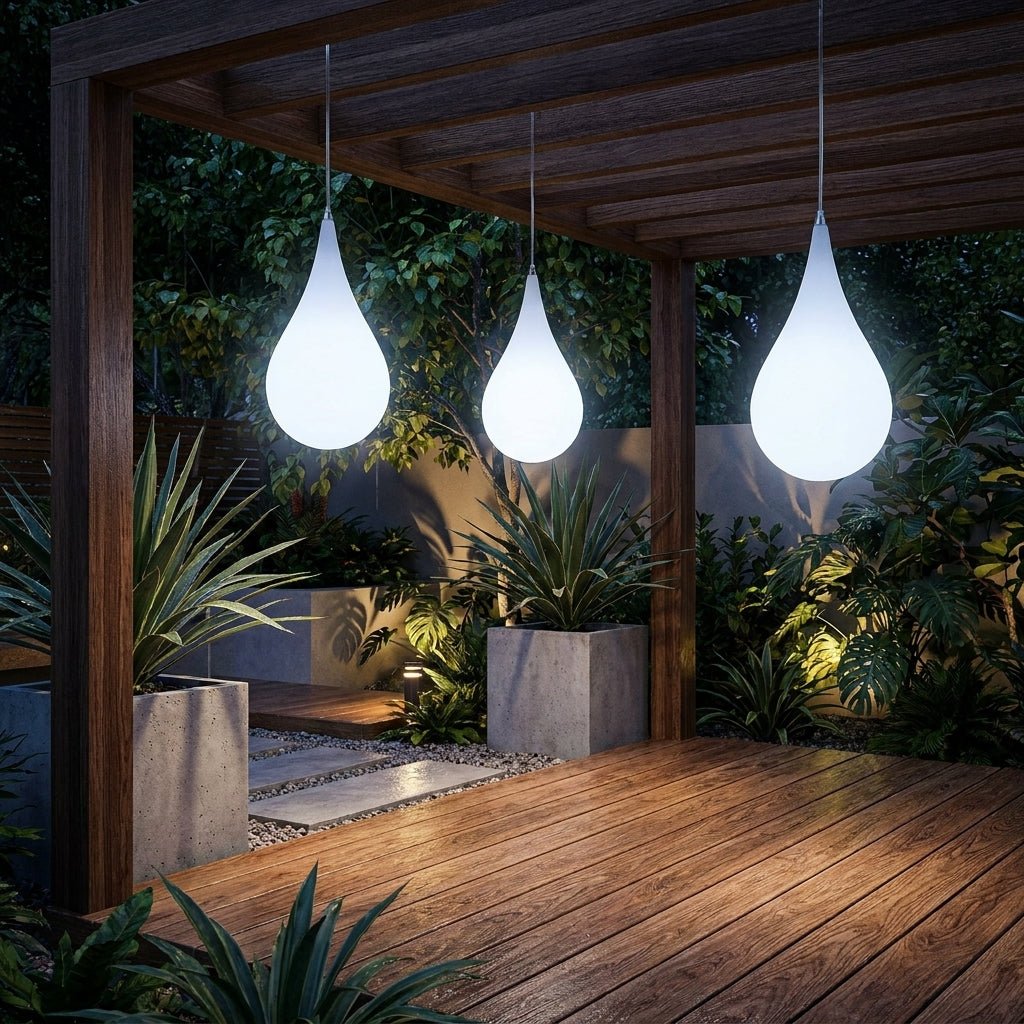 Outdoor Pendant Light in Raindrop Design - Pendant Lights - Cool White - Oaksoho