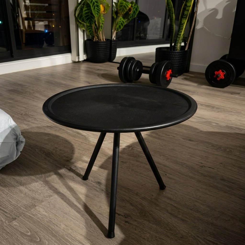 Outdoor Round Folding Table with Adjustable Tripod Frame - Outdoor Round Table - Oaksoho
