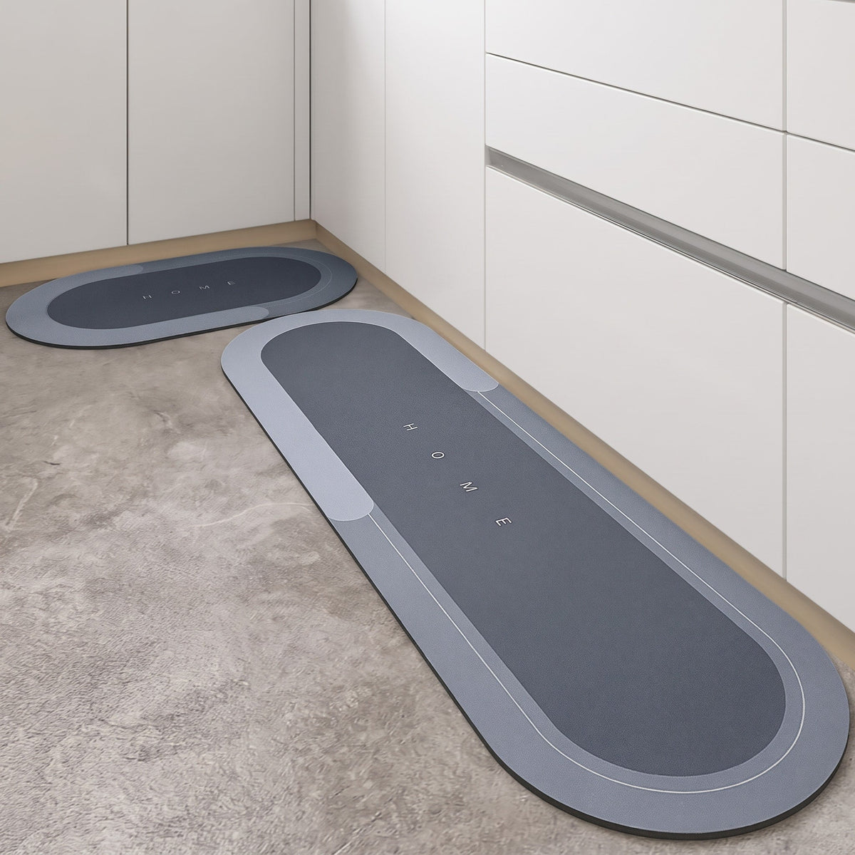 Oval Quick Dry Absorbent Floor Mat for Kitchen and Bathroom - Bath Mats & Rugs - Blue - Oak Soho