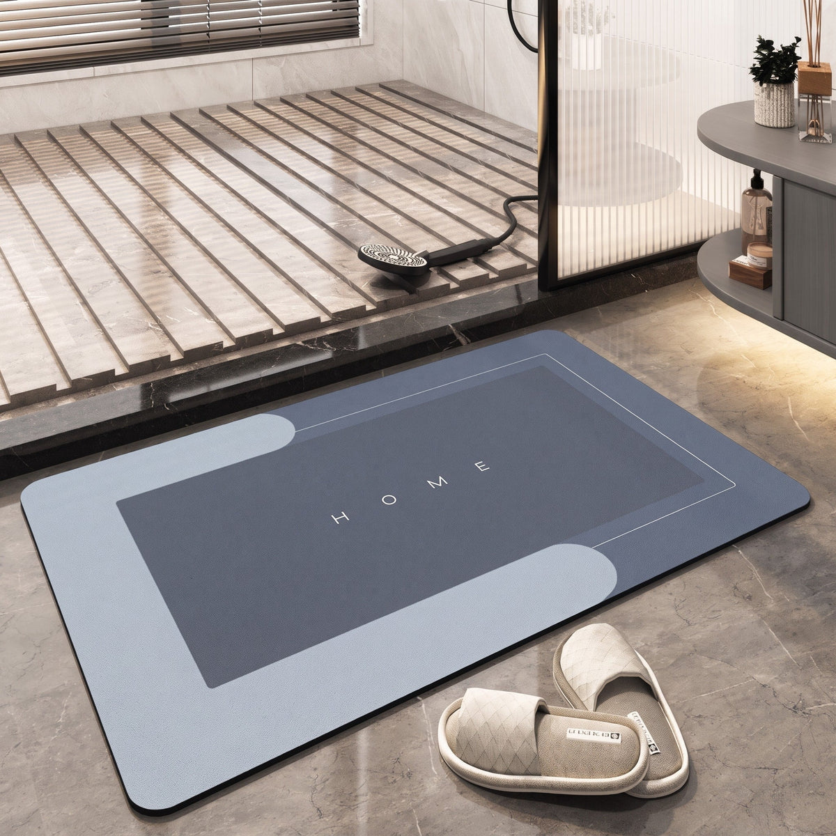 Oval Quick Dry Absorbent Floor Mat for Kitchen and Bathroom - Bath Mats & Rugs - Blue - Oak Soho