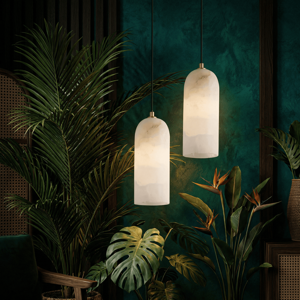 Pendant Light Fixture with Stone Finish - Pendant Light Fixtures - Oaksoho