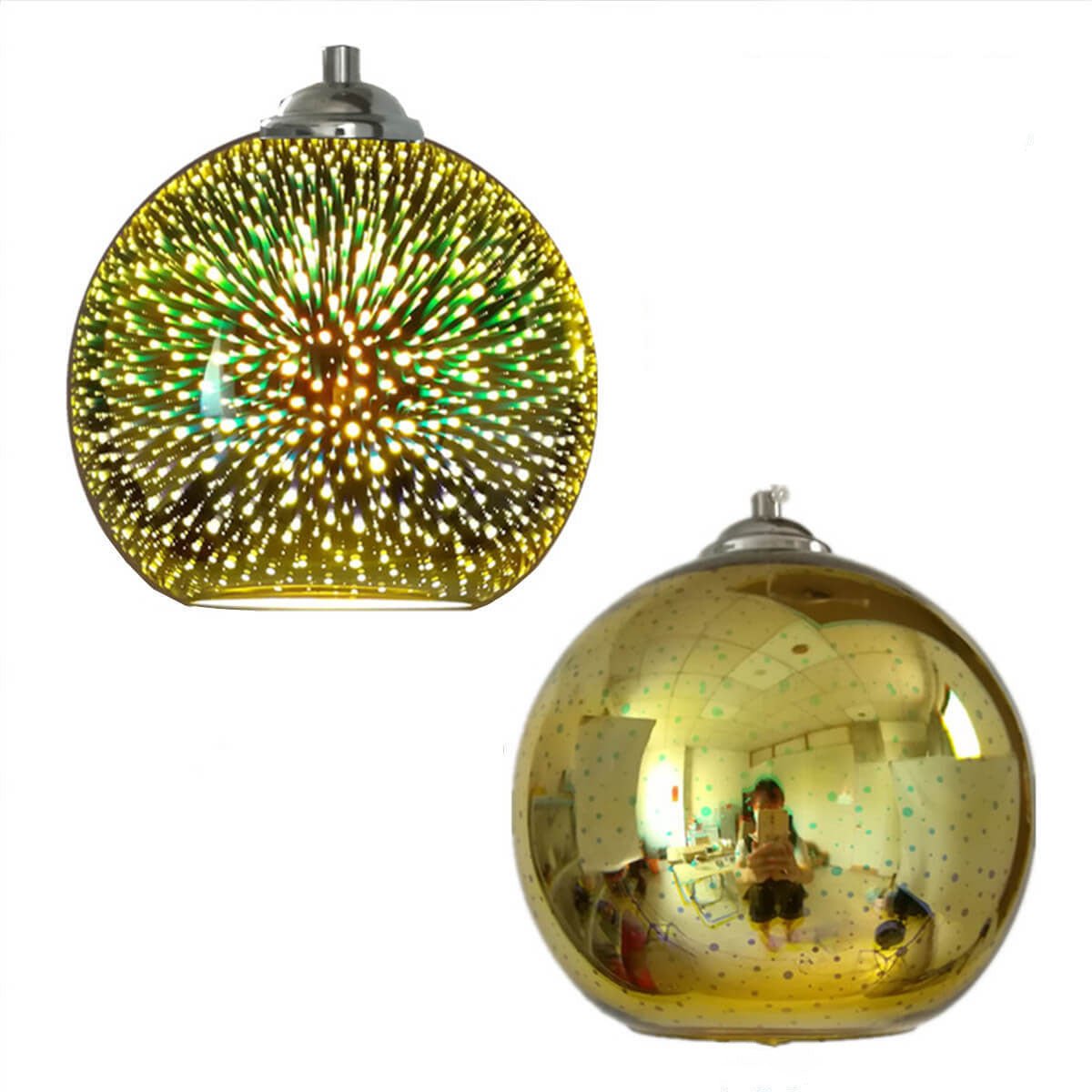 Pendant Light with 3D Firework Glass Shade - Pendant Light - Gold - Oaksoho