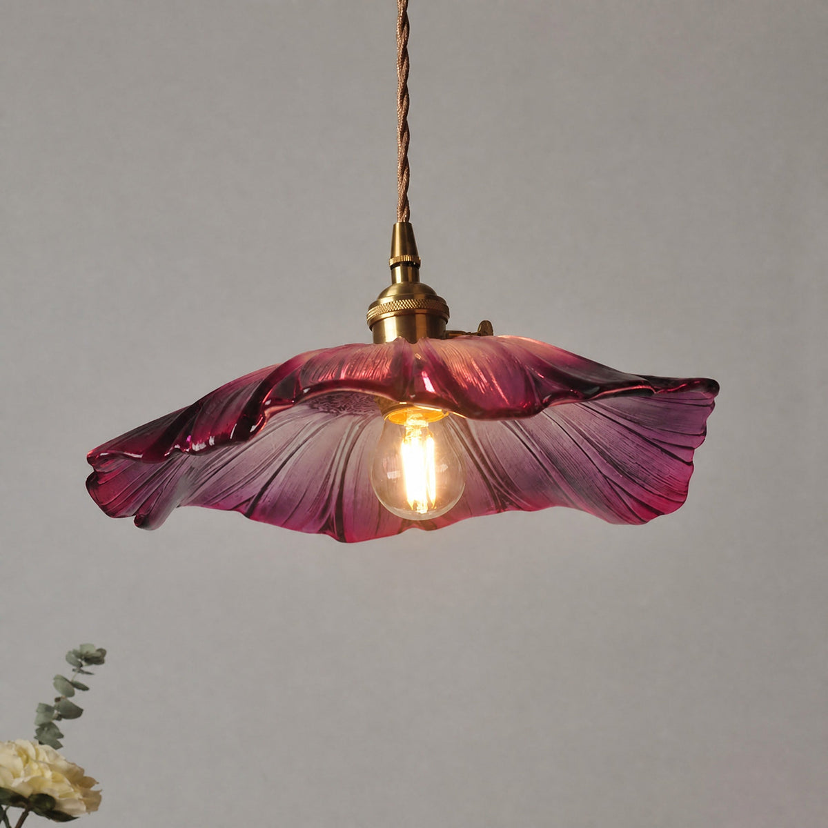 Petal Shaped Glass Pendant Light for Ceiling Lighting - Pendant Light Fixtures - Purple - Oaksoho