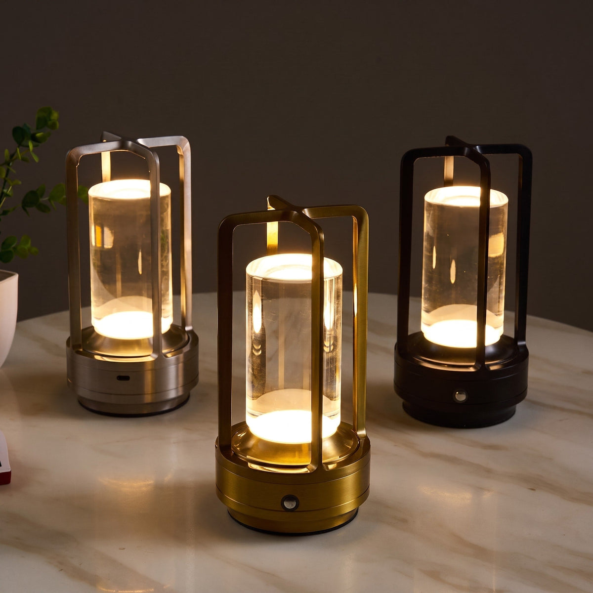 Portable LED Lantern-Style Table Lamp - Table Lamps - Black - Oaksoho