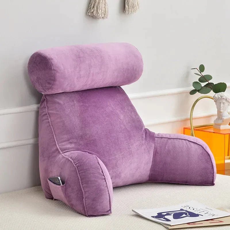 Reading Pillow with Backrest and Arm Support for Bed and Sofa - Cushion Covers - Purple - Oaksoho