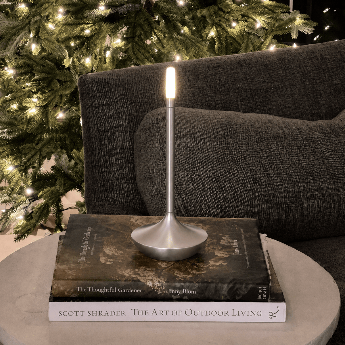 Rechargeable LED Table Candle Lamp - Table Lamp - Silver - Oaksoho