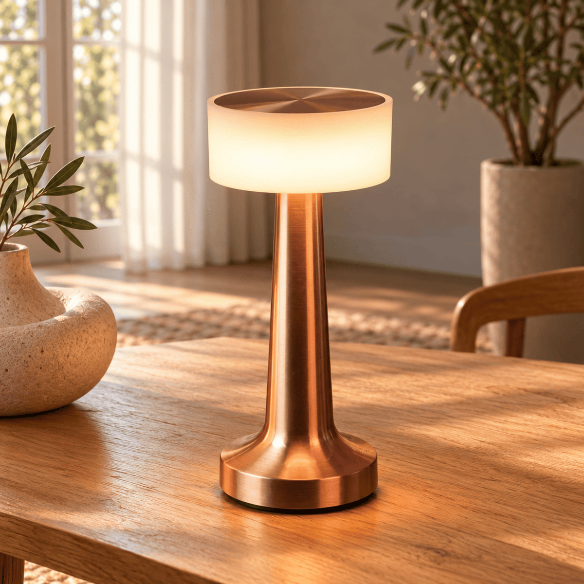 Rechargeable LED Table Lamp with Touch Switch Control - Table Lamps - Bronze - Oak Soho