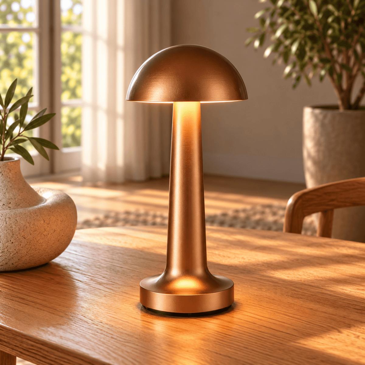 Rechargeable LED Table Lamp with Touch Switch Control - Table Lamps - Bronze - Oak Soho