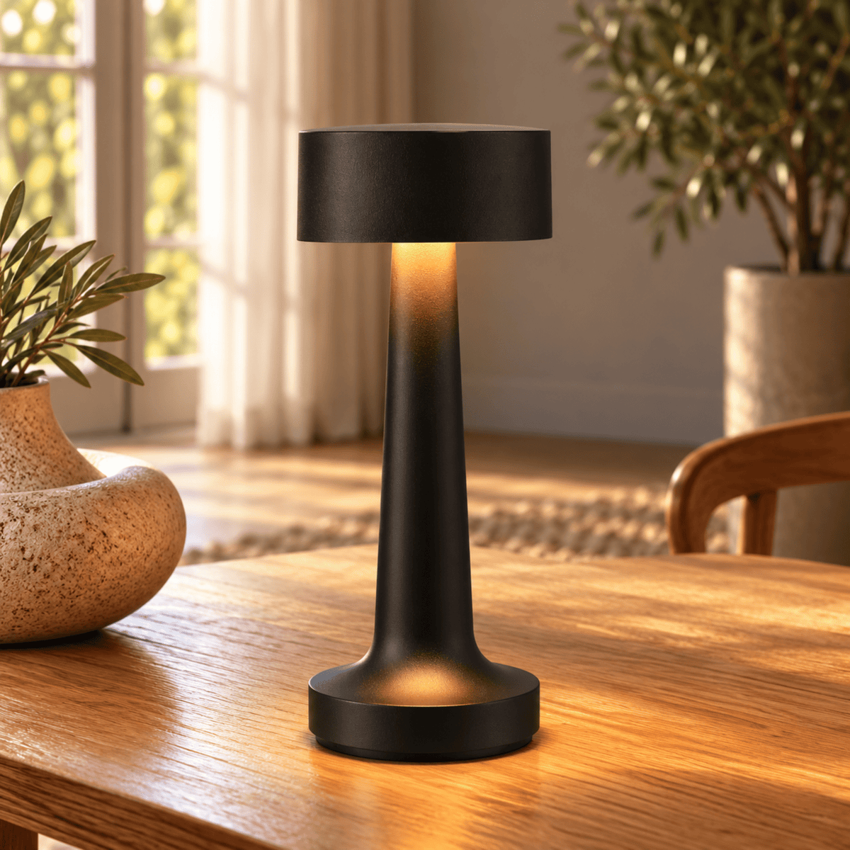 Rechargeable LED Table Lamp with Touch Switch Control - Table Lamps - Black - Oak Soho