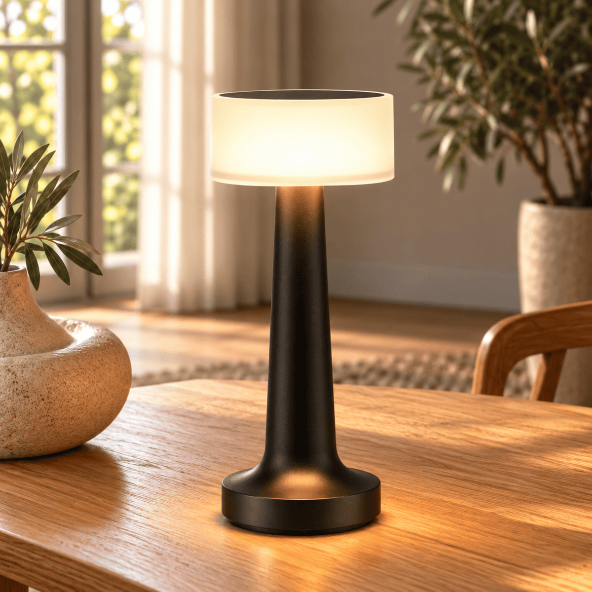 Rechargeable LED Table Lamp with Touch Switch Control - Table Lamps - Black - Oak Soho