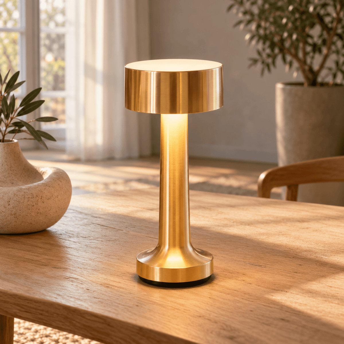 Rechargeable LED Table Lamp with Touch Switch Control - Table Lamps - Gold - Oak Soho
