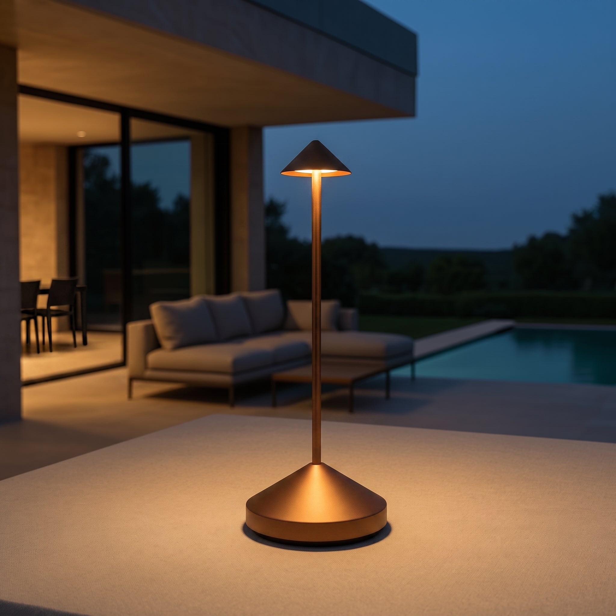 Rechargeable Wireless Slim Cone LED Table Lamp - Table Lamps - Brown - Oaksoho