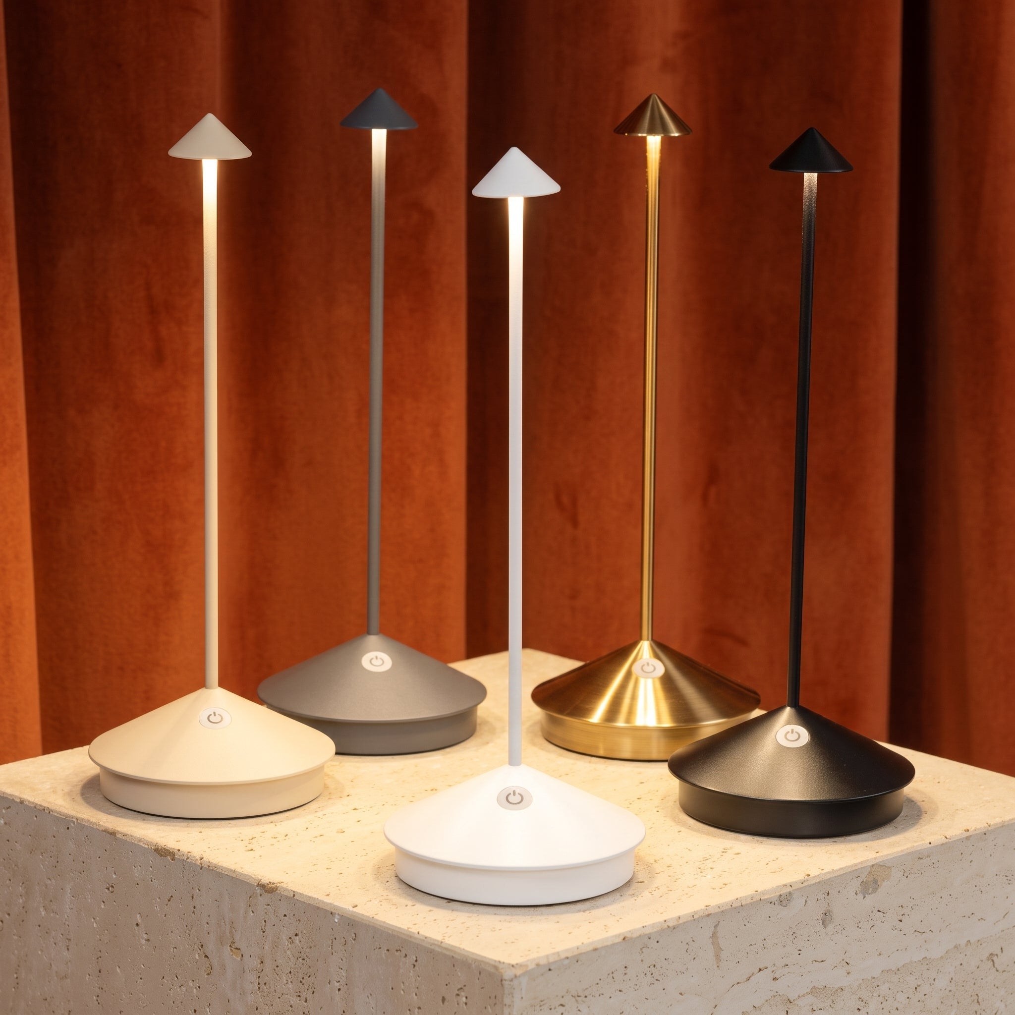 Rechargeable Wireless Slim Cone LED Table Lamp - Table Lamps - Black - Oaksoho