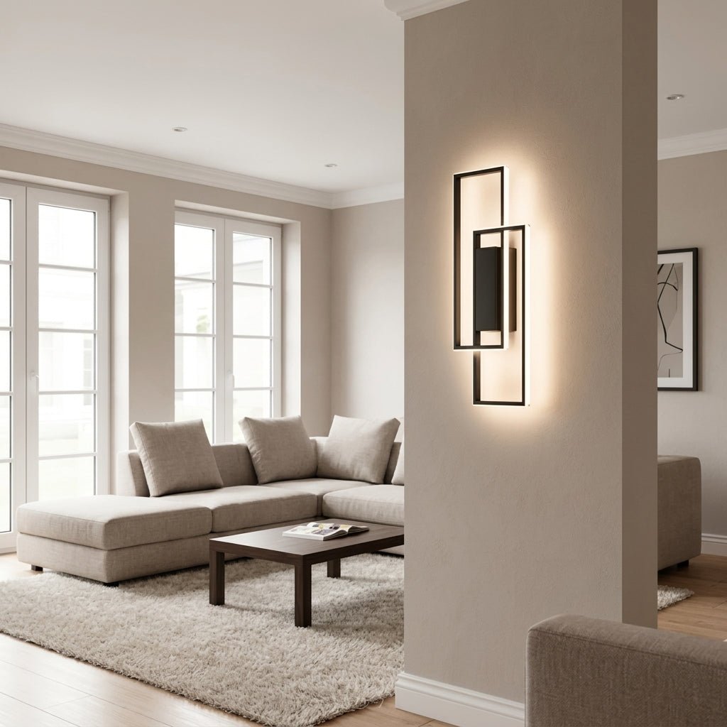 Rectangular Geometric LED Wall Light with Three Colour Settings - Wall Light Fixtures - Oaksoho