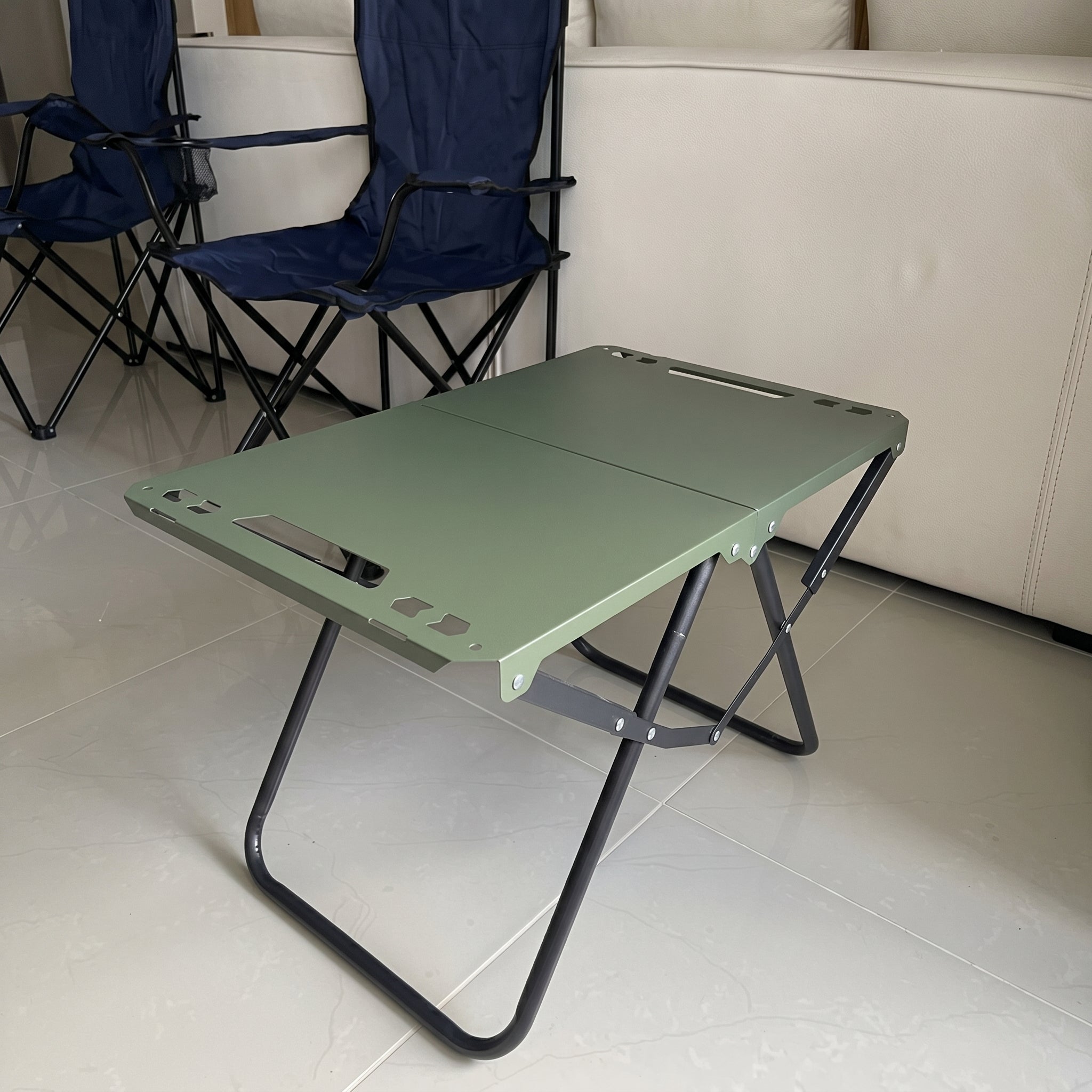 Rectangular Portable Folding Table for Camping - Outdoor Folding Table - Green - Oaksoho