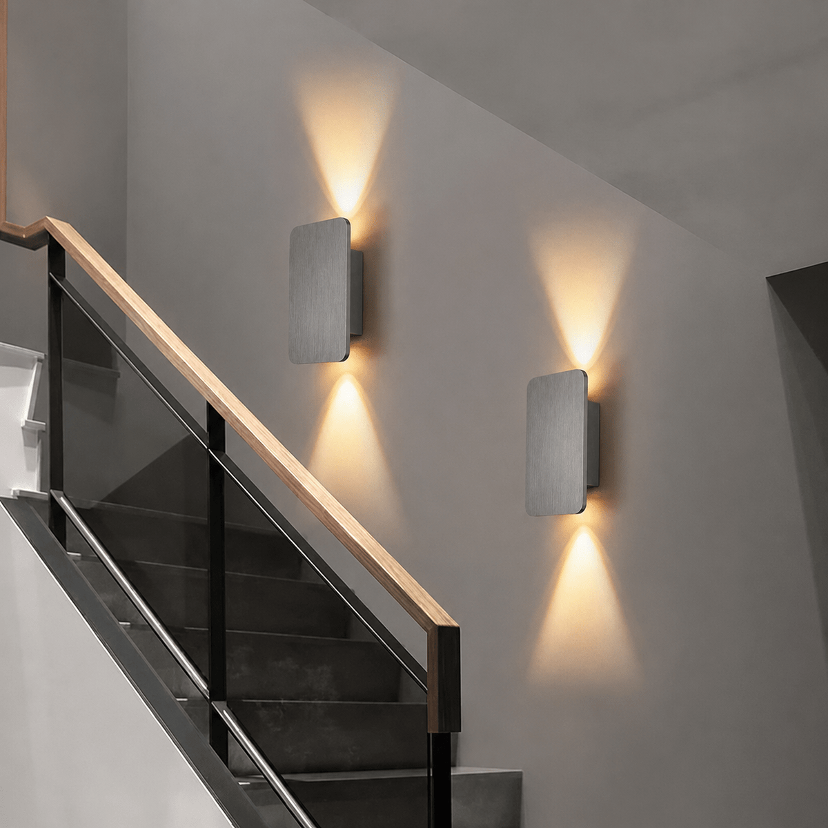 Rectangular Up Down LED Wall Lamp Light - Wall Light Fixtures - Grey - Oaksoho