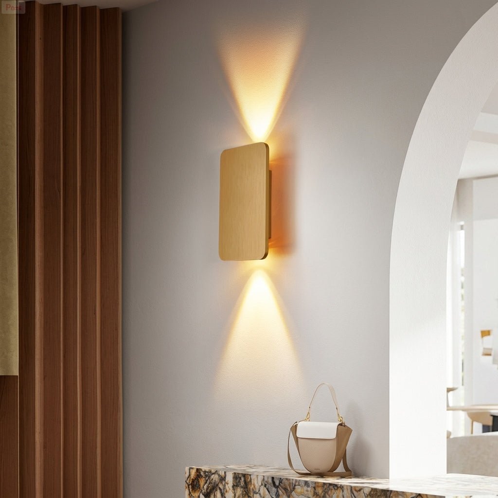 Rectangular Up Down LED Wall Lamp Light - Wall Light Fixtures - Gold - Oaksoho
