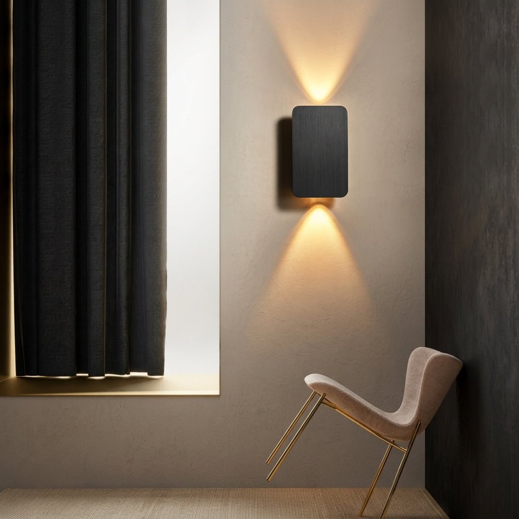Rectangular Up Down LED Wall Lamp Light - Wall Light Fixtures - Black - Oaksoho