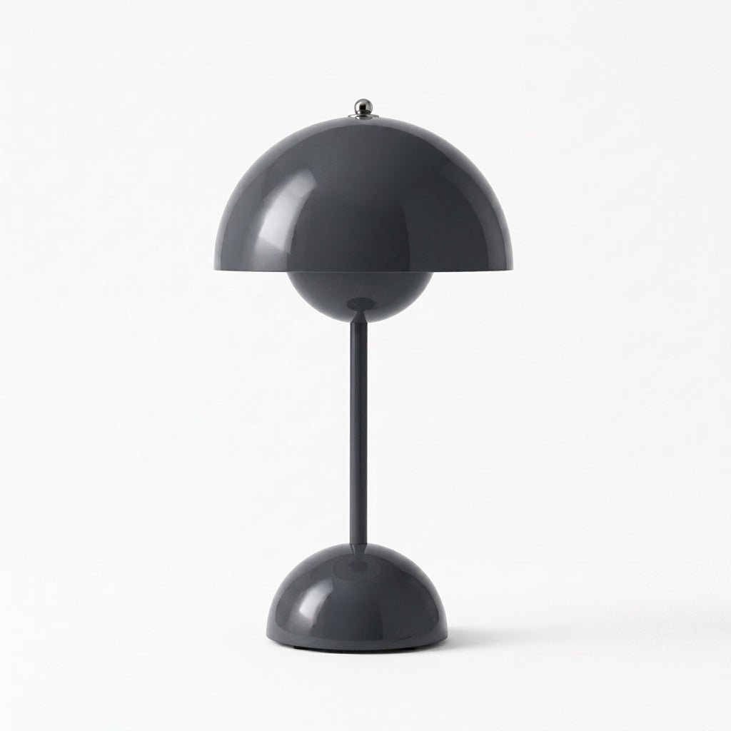 Retro Table Lamp with Mushroom-shaped Shade - Table Lamp - Grey - Oaksoho