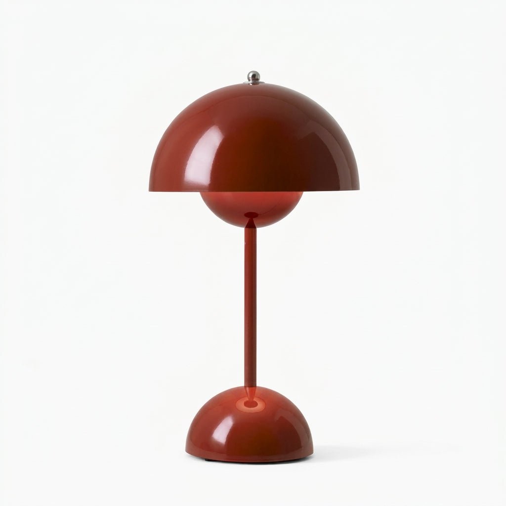 Retro Table Lamp with Mushroom-shaped Shade - Table Lamp - Red - Oaksoho
