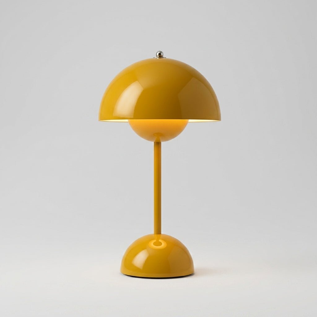 Retro Table Lamp with Mushroom-shaped Shade - Table Lamp - Yellow - Oaksoho
