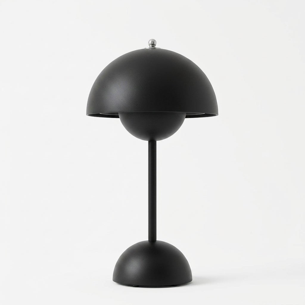 Retro Table Lamp with Mushroom-shaped Shade - Table Lamp - Black - Oaksoho