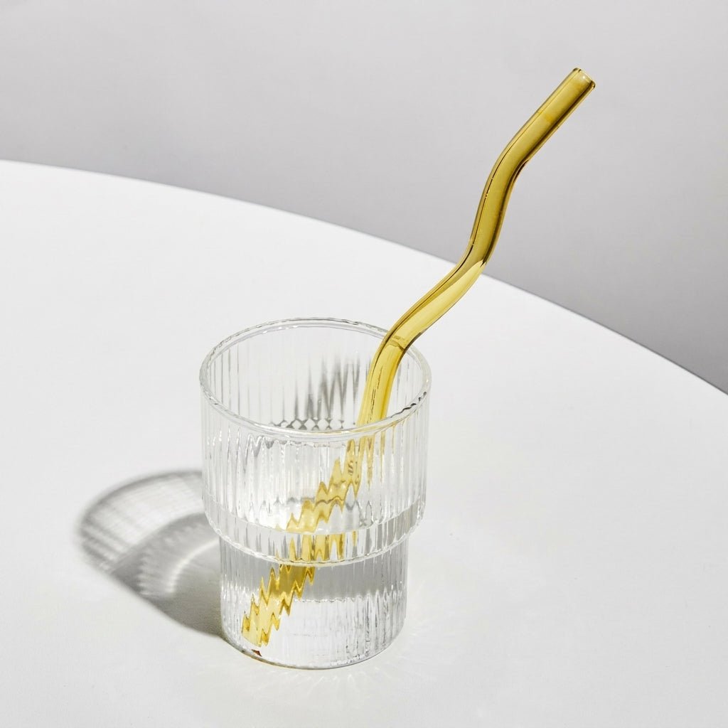 Reusable Twisted Glass Straw - Glass Straw - Yellow - Oaksoho