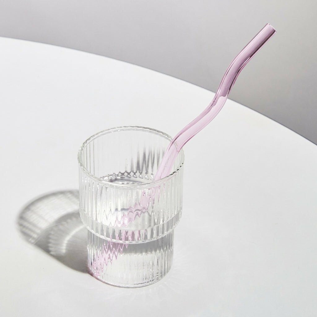 Reusable Twisted Glass Straw - Glass Straw - Pink - Oaksoho
