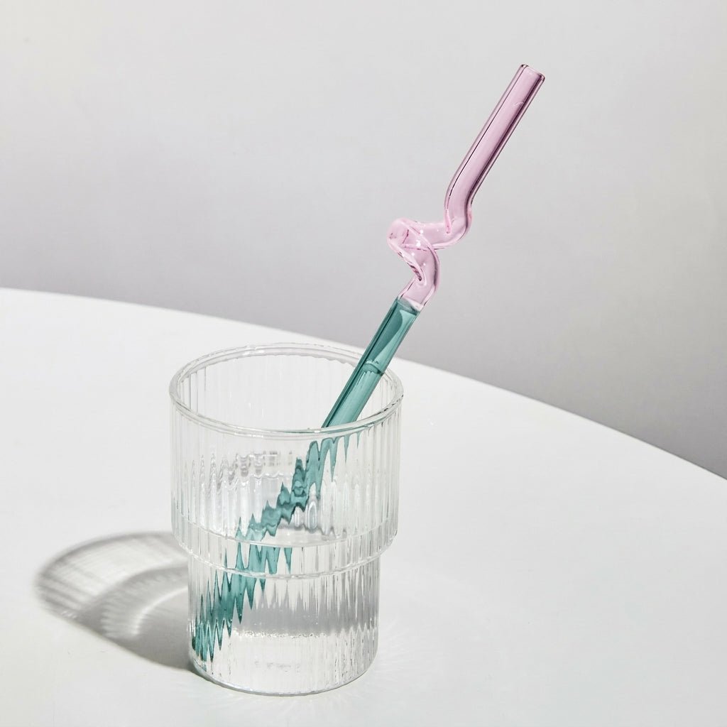 Reusable Twisted Glass Straw - Glass Straw - Lilac - Turquoise - Oaksoho