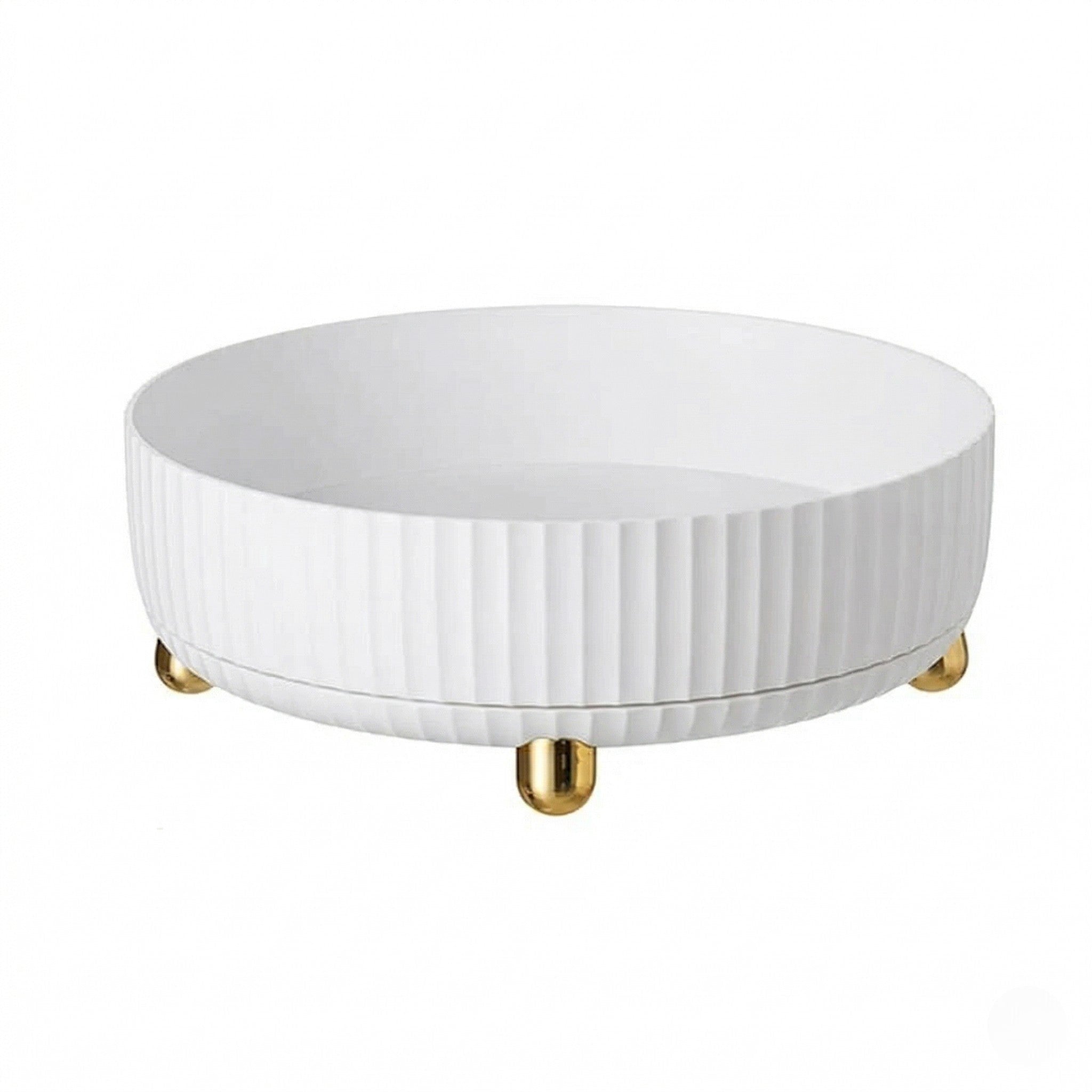 Rotating Organiser Tray with Ribbed Design - Storage & Organizers - White - Oaksoho