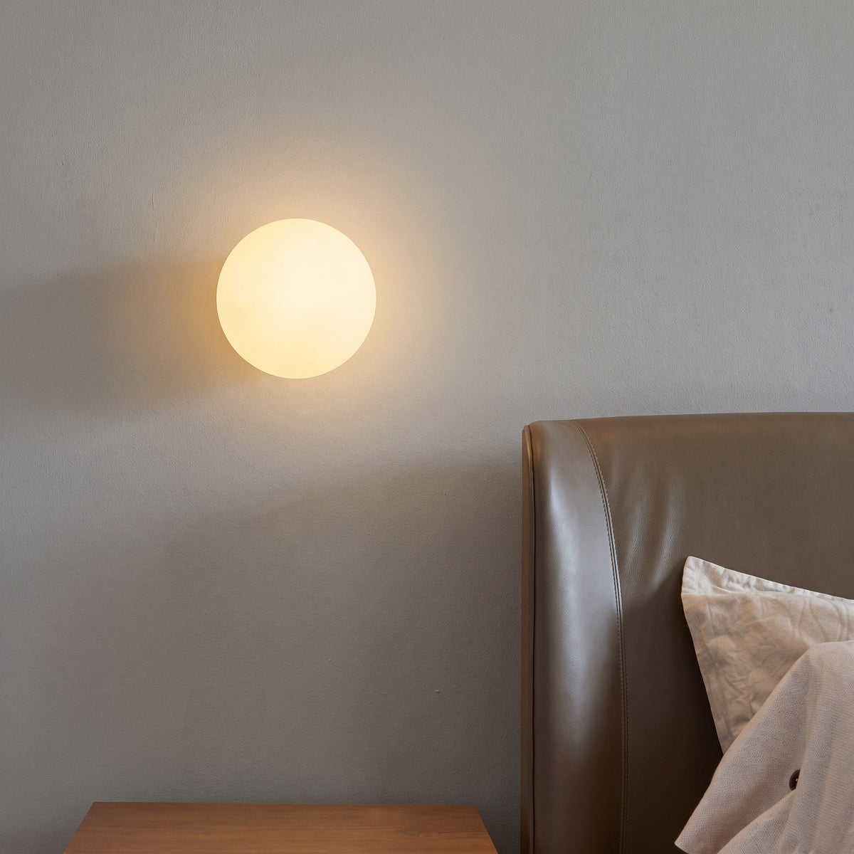 Round Globe Wall Light White Frosted Shade - Wall Light Fixtures - White - Oaksoho