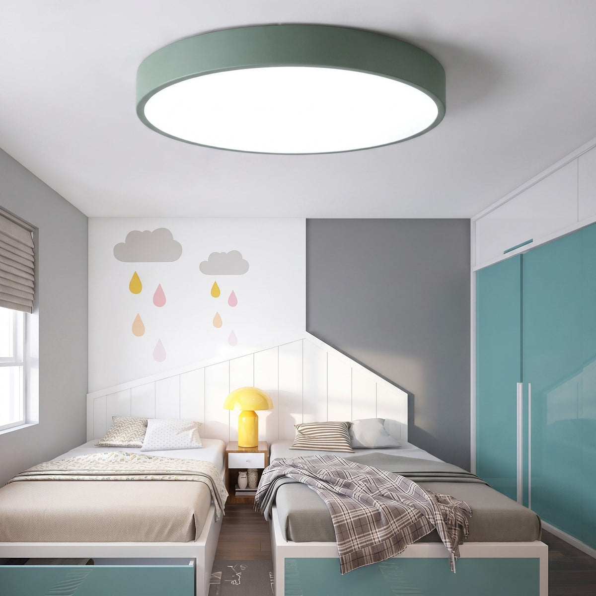 Round LED Flush Mount Ceiling Light for Bedroom and Hallway - Ceiling Light Fixtures - Green - Oaksoho